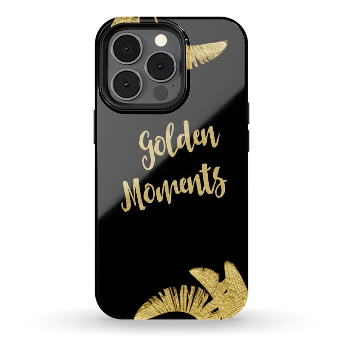 iPhone 13 pro StrongFit Golden Moments Palm Leaves by Andrea Haase