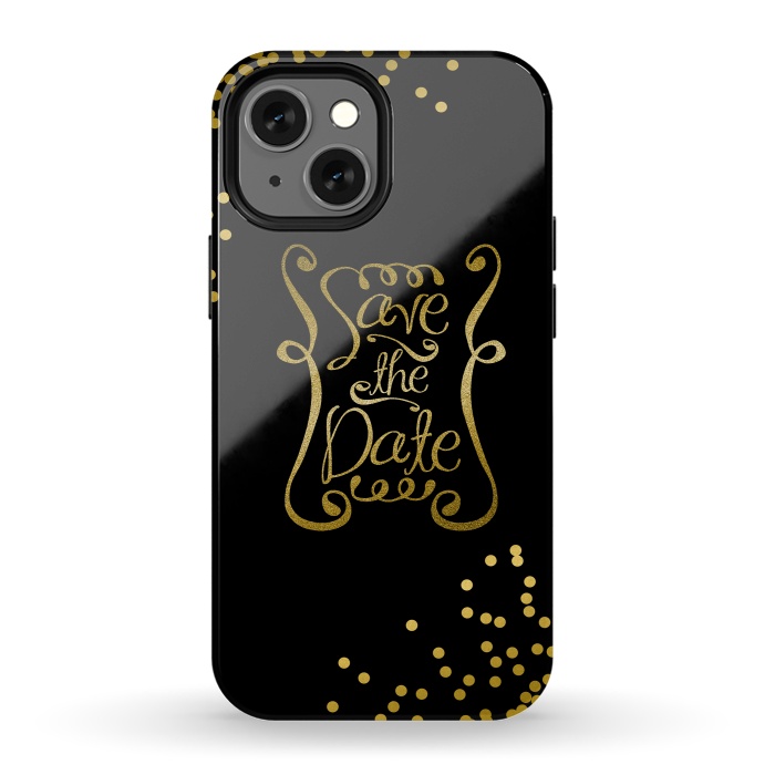 iPhone 13 mini StrongFit Save The Date Golden Calligraphy by Andrea Haase