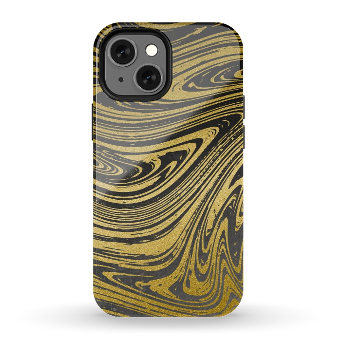 iPhone 13 mini StrongFit Black Gold Marble 2 by Andrea Haase