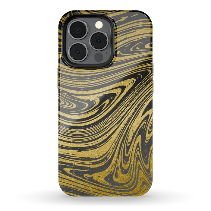 iPhone 13 pro StrongFit Black Gold Marble 2 by Andrea Haase