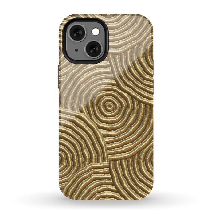 iPhone 13 mini StrongFit Gold Metal Embossed Circles by Andrea Haase