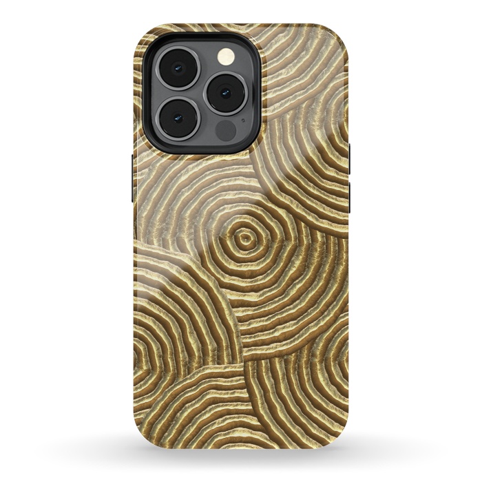 iPhone 13 pro StrongFit Gold Metal Embossed Circles by Andrea Haase