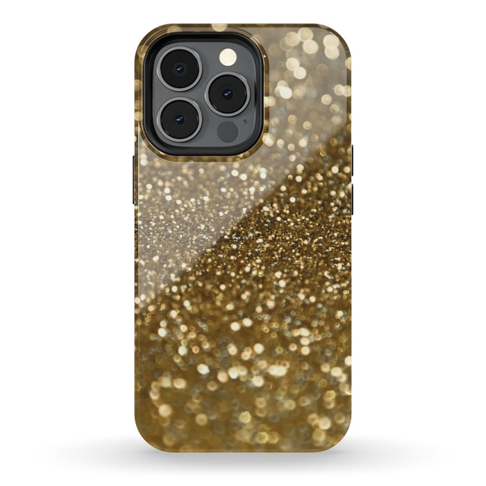 iPhone 13 pro StrongFit Glittering Faux Gold Glitter by Andrea Haase