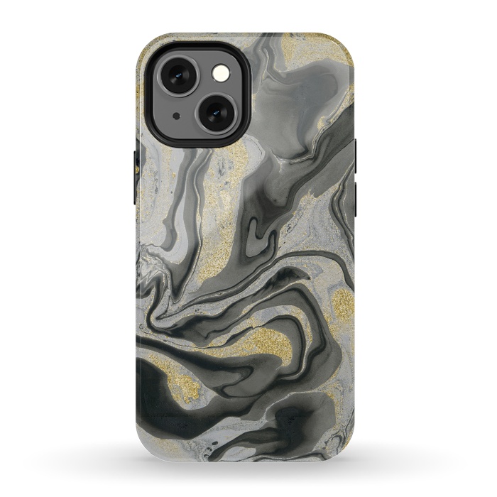 iPhone 13 mini StrongFit Gold Black Gray Marble by Andrea Haase
