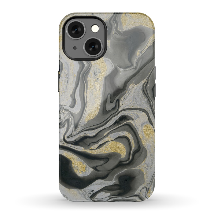 iPhone 13 StrongFit Gold Black Gray Marble by Andrea Haase