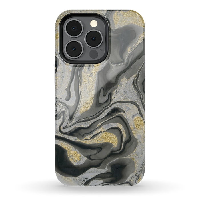 iPhone 13 pro StrongFit Gold Black Gray Marble by Andrea Haase