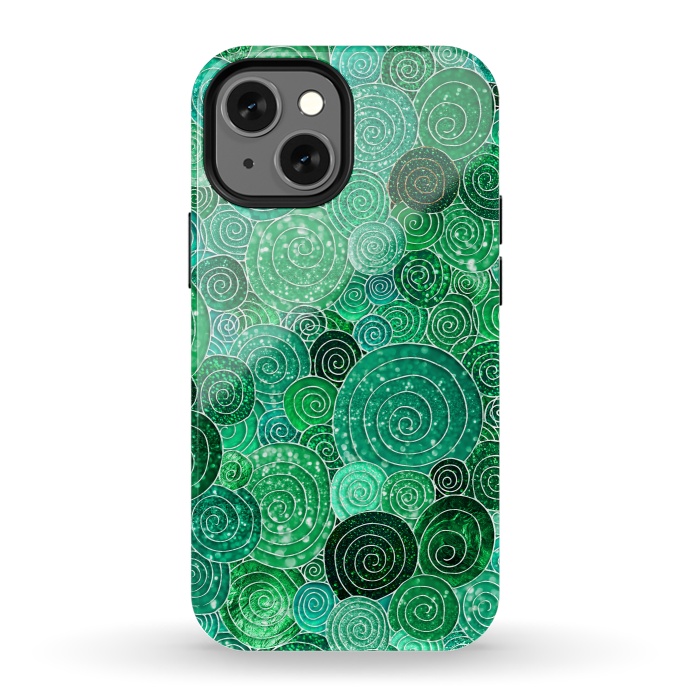 iPhone 13 mini StrongFit Green Circles Polka dots Glitter Pattern by  Utart