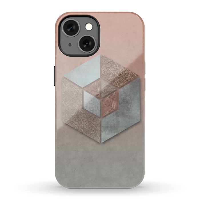 iPhone 13 StrongFit Copper Gray Hexagon by Andrea Haase