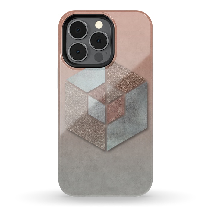 iPhone 13 pro StrongFit Copper Gray Hexagon by Andrea Haase