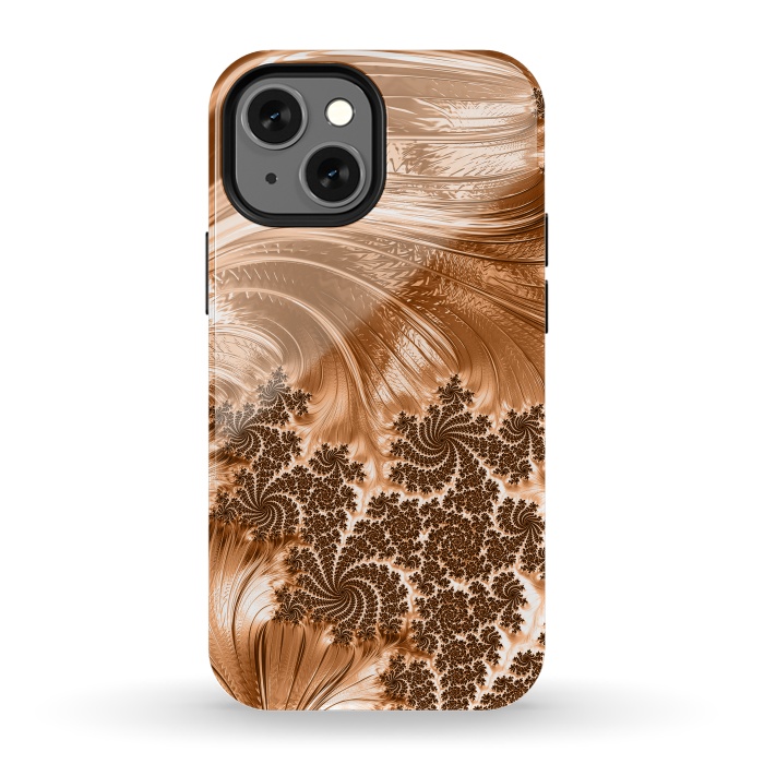 iPhone 13 mini StrongFit Copper Floral Fractal by Andrea Haase