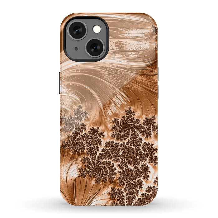 iPhone 13 StrongFit Copper Floral Fractal by Andrea Haase