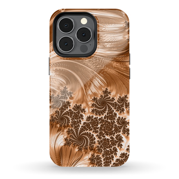 iPhone 13 pro StrongFit Copper Floral Fractal by Andrea Haase
