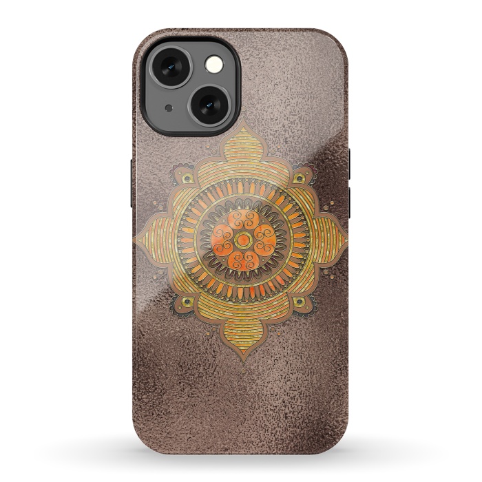 iPhone 13 StrongFit Mandala On Copper 2 by Andrea Haase