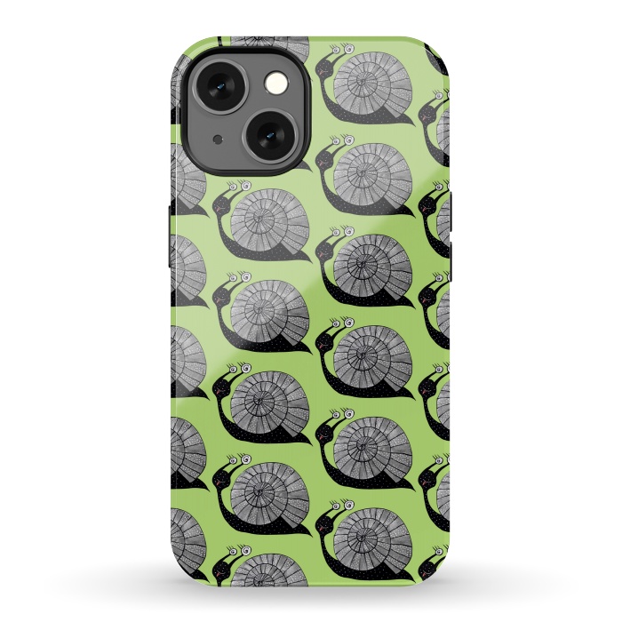 iPhone 13 StrongFit Cartoon Snail With Spiral Eyes Pattern by Boriana Giormova