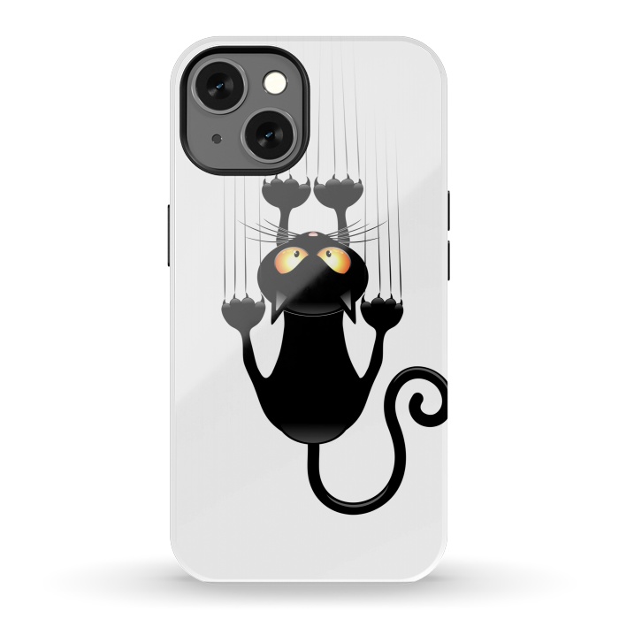 iPhone 13 StrongFit Fun Cat Cartoon Scratching Wall by BluedarkArt