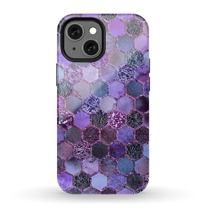 iPhone 13 mini StrongFit Purple Metal Honeycomb Pattern by  Utart