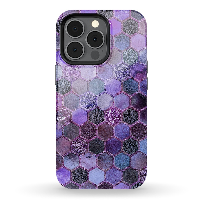 iPhone 13 pro StrongFit Purple Metal Honeycomb Pattern by  Utart