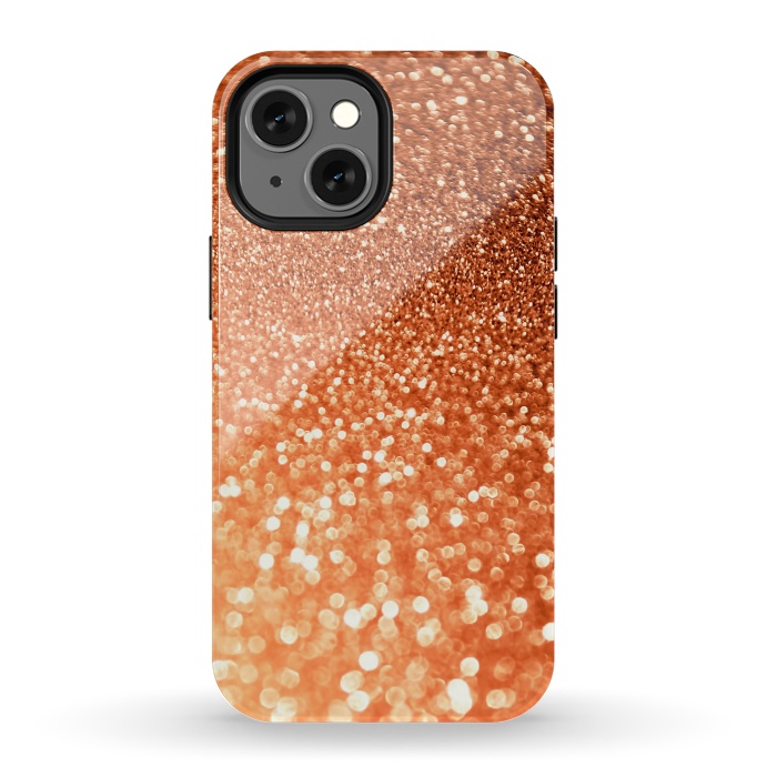 iPhone 13 mini StrongFit Peach Faux Glitter by  Utart