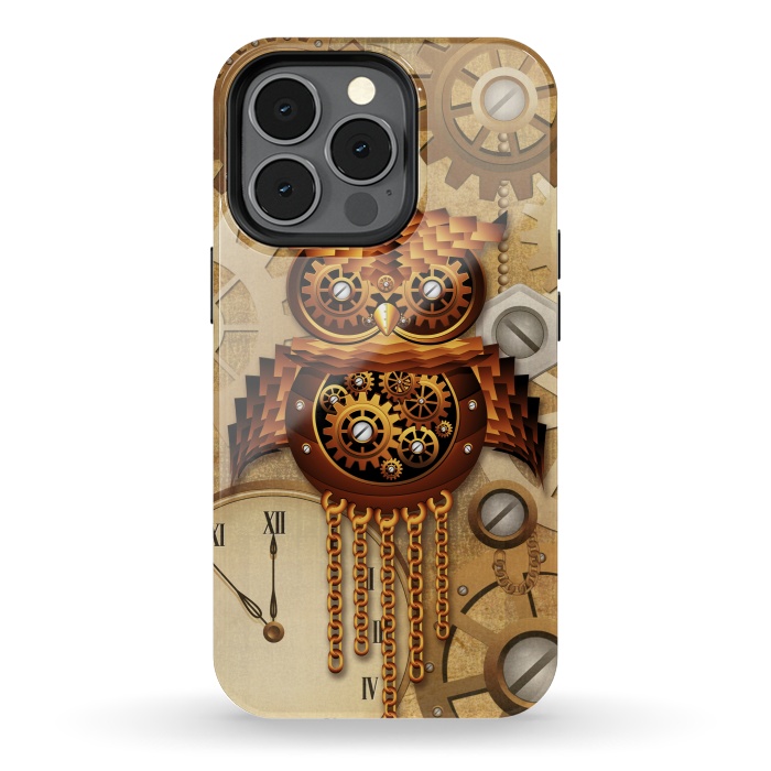 iPhone 13 pro StrongFit Owl Steampunk Vintage Style by BluedarkArt