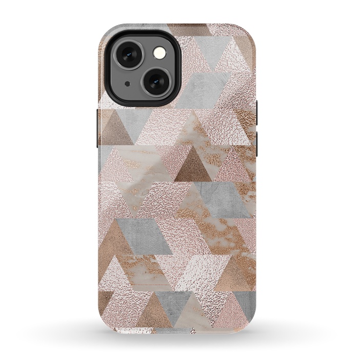 iPhone 13 mini StrongFit Rose Gold and Copper Triangle Pattern by  Utart