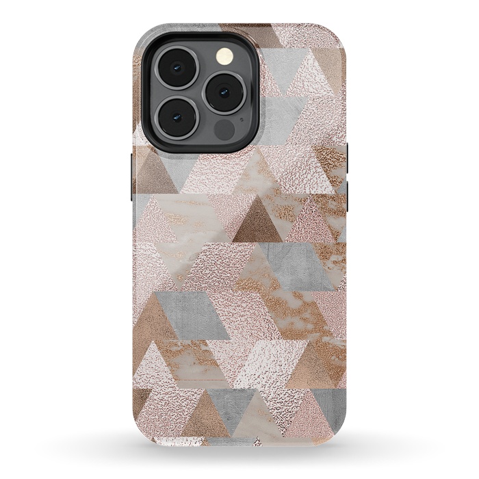 iPhone 13 pro StrongFit Rose Gold and Copper Triangle Pattern by  Utart