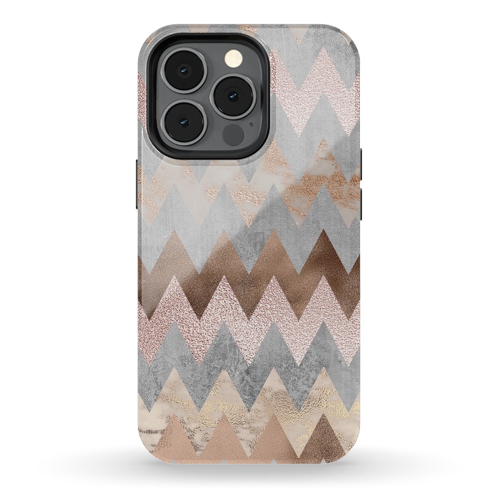 iPhone 13 pro StrongFit Rose Gold Marble Chevron by  Utart