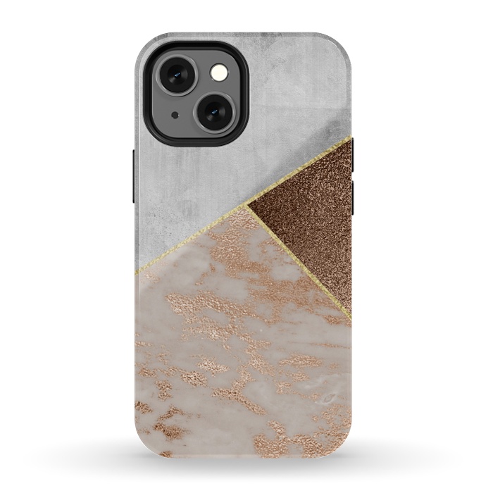 iPhone 13 mini StrongFit ROse Gold Copper and Concrete Triangles Pattern by  Utart