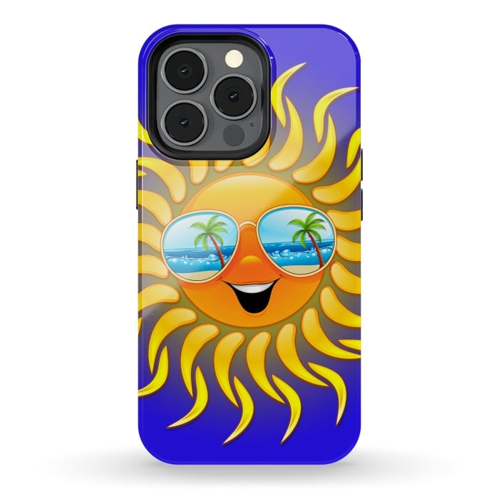 iPhone 13 pro StrongFit Summer Sun Cartoon with Sunglasses by BluedarkArt