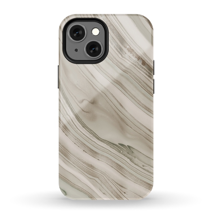 iPhone 13 mini StrongFit Greige Faux Marble Elegance 2 by Andrea Haase