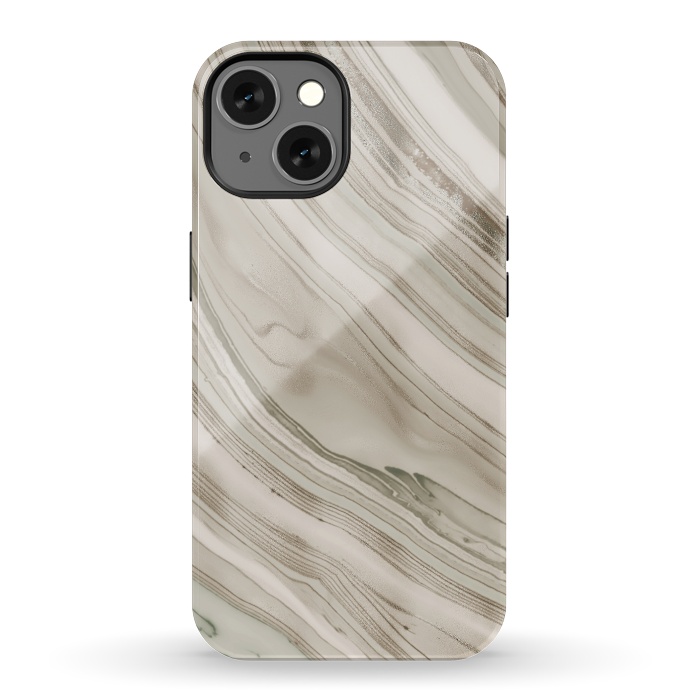 iPhone 13 StrongFit Greige Faux Marble Elegance 2 by Andrea Haase