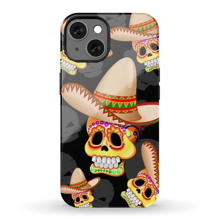 iPhone 13 StrongFit Mexico Sugar Skull with Sombrero by BluedarkArt
