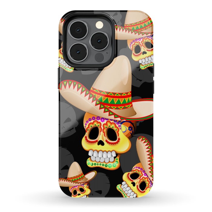 iPhone 13 pro StrongFit Mexico Sugar Skull with Sombrero by BluedarkArt