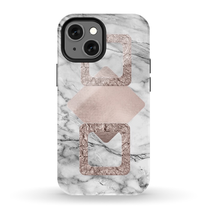 iPhone 13 mini StrongFit Rose Gold Geometric Shapes on Marble by  Utart