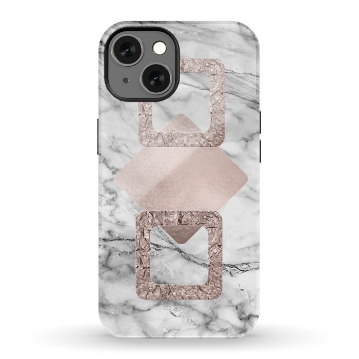iPhone 13 StrongFit Rose Gold Geometric Shapes on Marble by  Utart