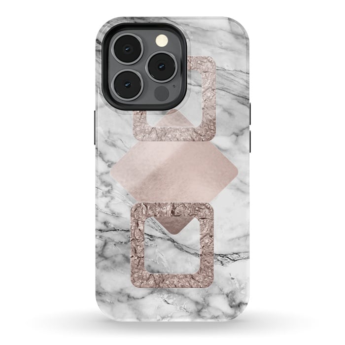iPhone 13 pro StrongFit Rose Gold Geometric Shapes on Marble by  Utart