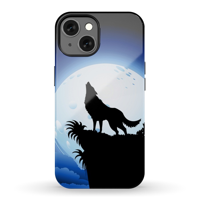 iPhone 13 StrongFit Wolf Howling at Blue Moon by BluedarkArt