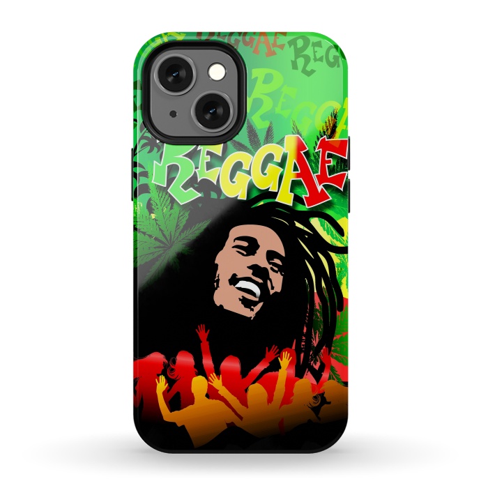 iPhone 13 mini StrongFit Reggae RastaMan Music Colors Fun and Marijuana by BluedarkArt