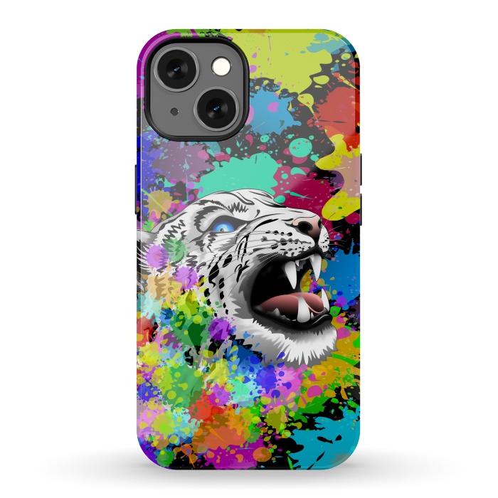 iPhone 13 StrongFit Leopard Psychedelic Paint Splats by BluedarkArt