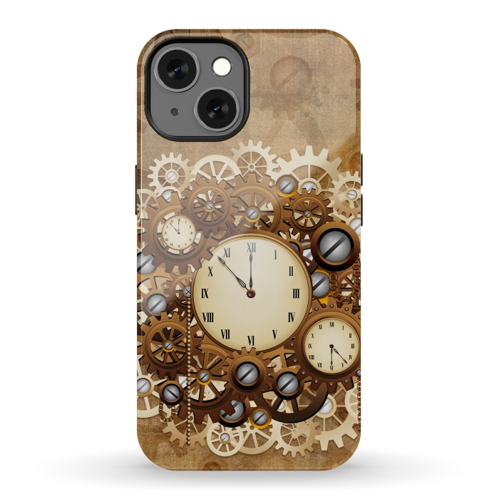 iPhone 13 StrongFit Steampunk Clocks and Gears Vintage Style  by BluedarkArt