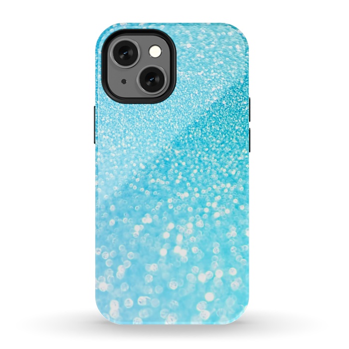 iPhone 13 mini StrongFit Sky Blue Faux Glitter by  Utart
