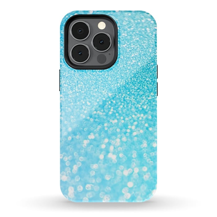 iPhone 13 pro StrongFit Sky Blue Faux Glitter by  Utart