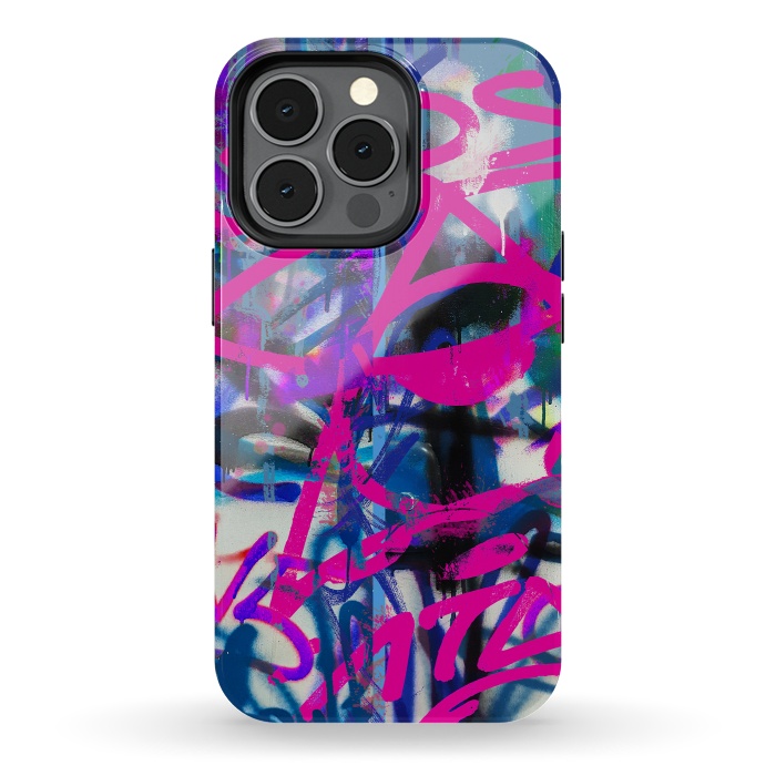 iPhone 13 pro StrongFit Grafitti Writing Pink Blue by Andrea Haase