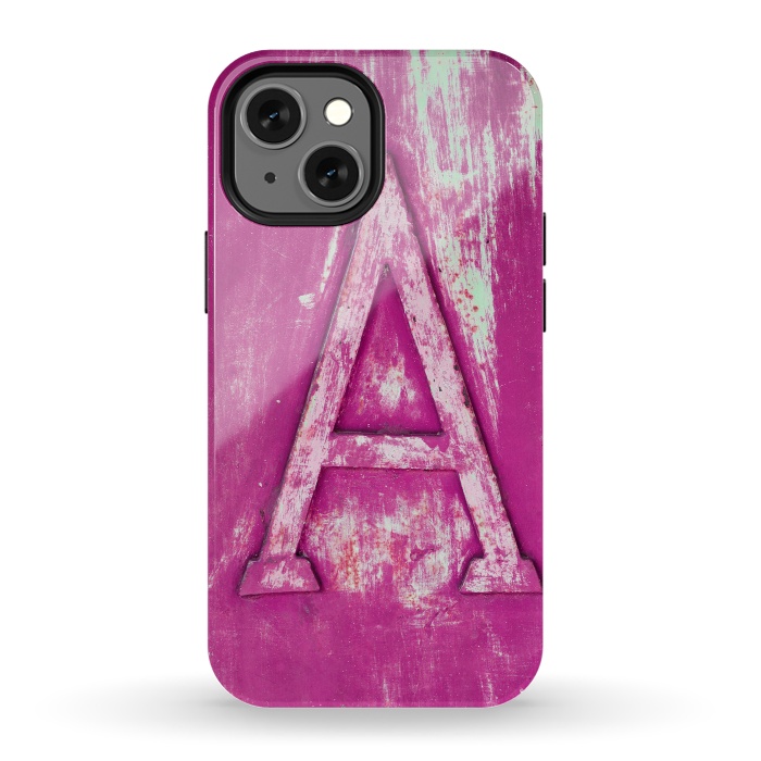 iPhone 13 mini StrongFit Grunge Style Pink Letter A by Andrea Haase