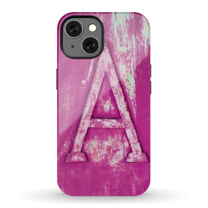 iPhone 13 StrongFit Grunge Style Pink Letter A by Andrea Haase