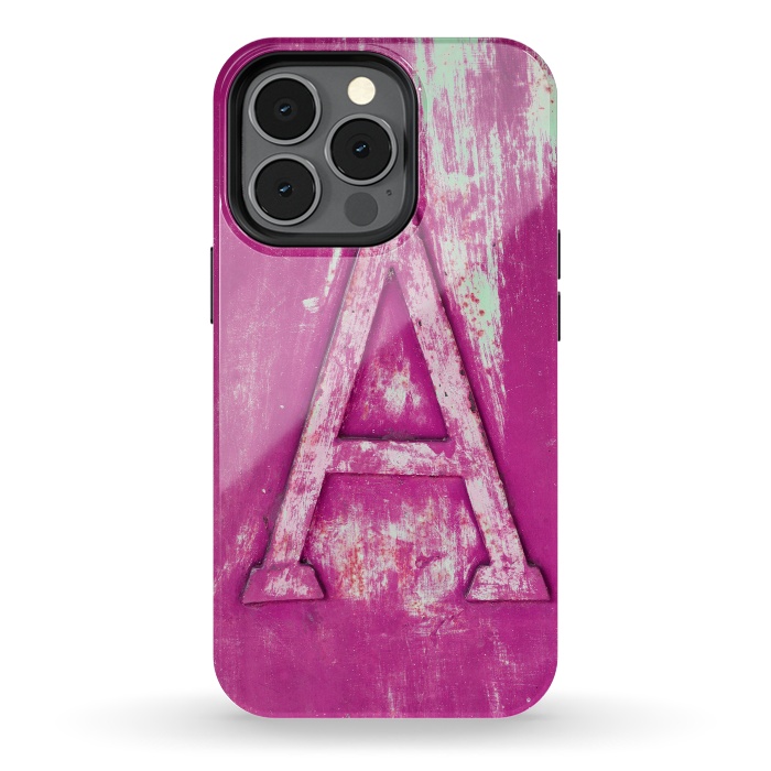 iPhone 13 pro StrongFit Grunge Style Pink Letter A by Andrea Haase
