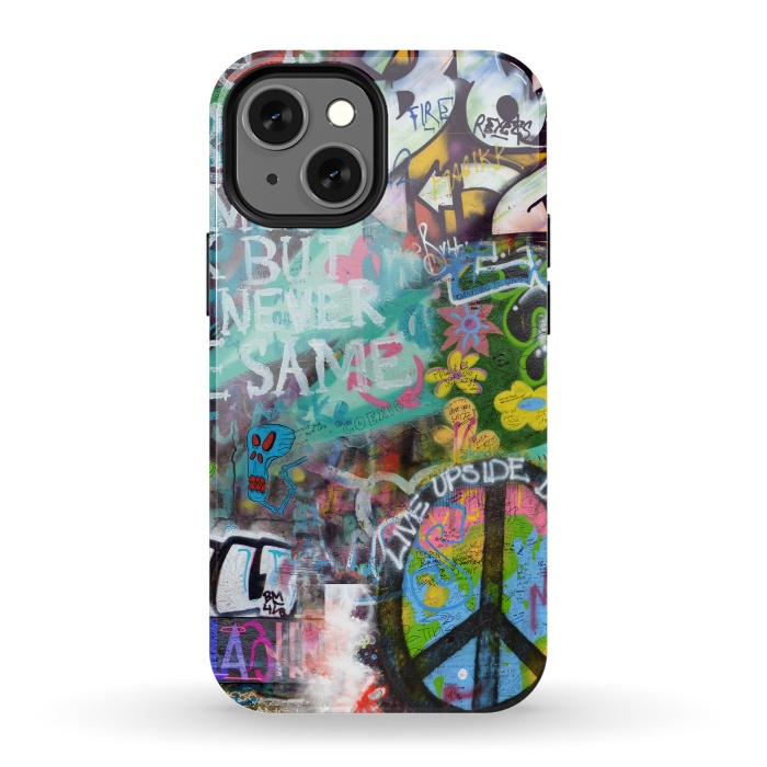 iPhone 13 mini StrongFit Graffiti Text And Peace Sign by Andrea Haase