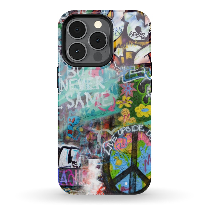iPhone 13 pro StrongFit Graffiti Text And Peace Sign by Andrea Haase