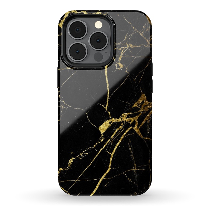 iPhone 13 pro StrongFit  Black-Gold Marble Impress by ''CVogiatzi.