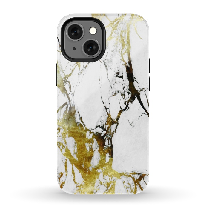 iPhone 13 mini StrongFit Gold-White Marble Impress by ''CVogiatzi.