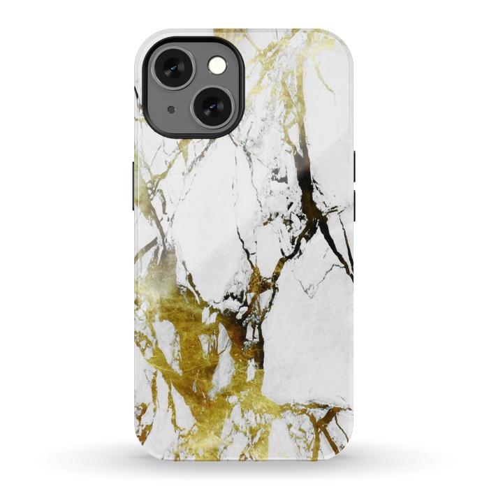 iPhone 13 StrongFit Gold-White Marble Impress by ''CVogiatzi.